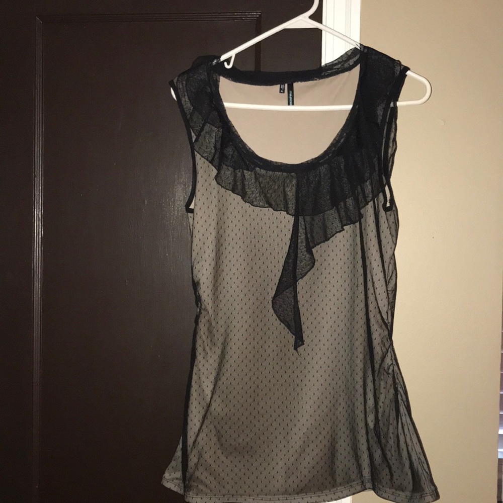 Maurices XL sleeveless blouse tan and black